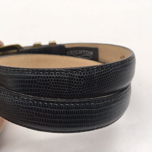 Vintage Brighton Belt Size Small 4B614 4B603 Black Snake With Gold Silver Buckle - Picture 5 of 8